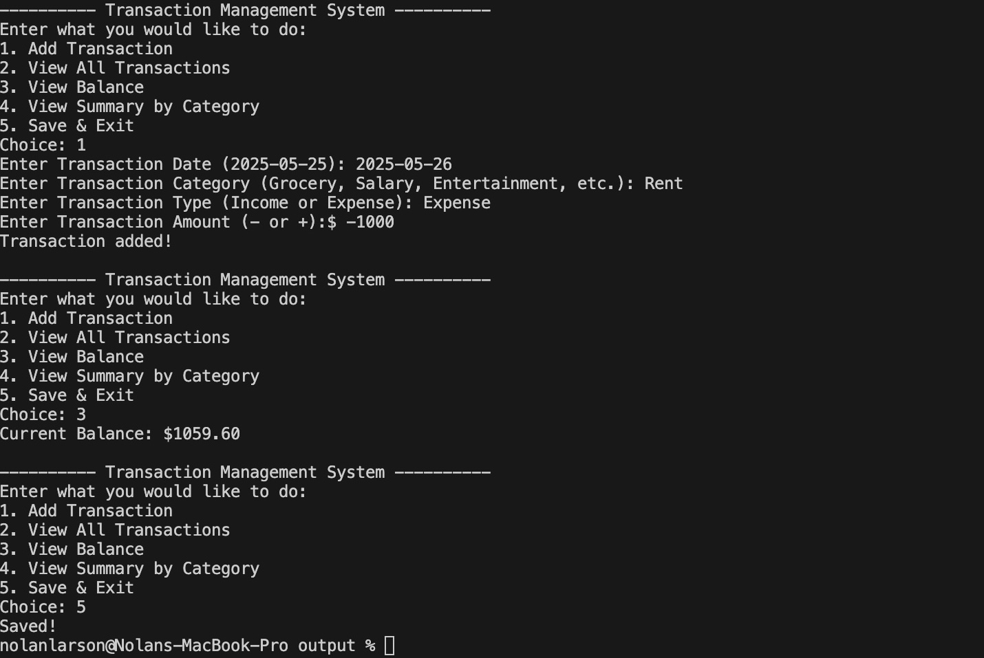 Transaction Management System